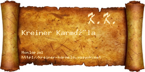 Kreiner Karméla névjegykártya